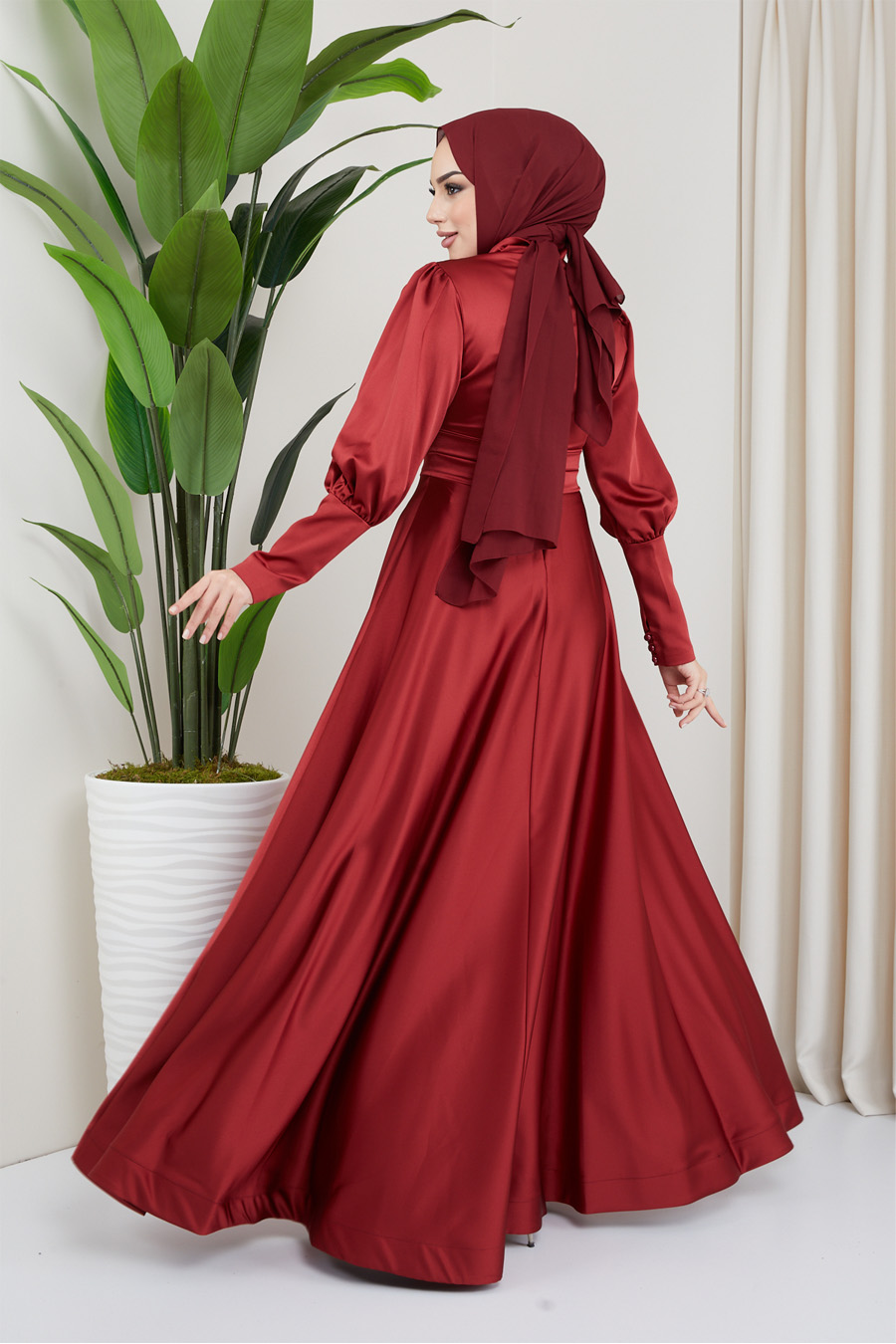 CLARET RED  EVENING DRESS  