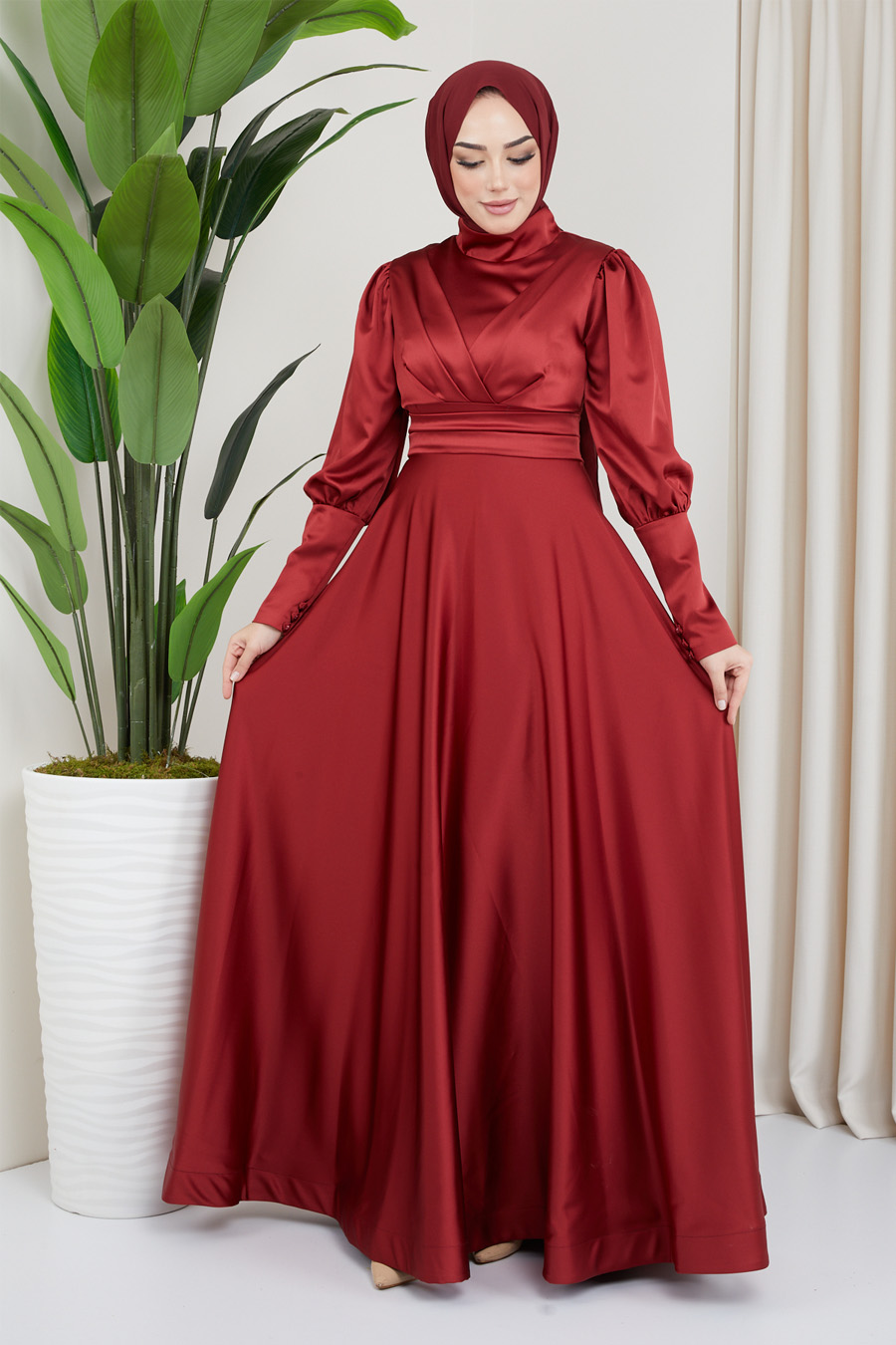 CLARET RED  EVENING DRESS  