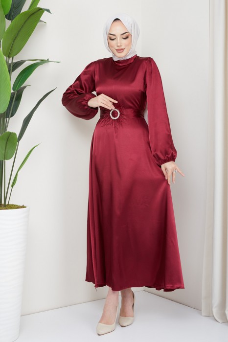 CLARET RED EVENING DRESS  