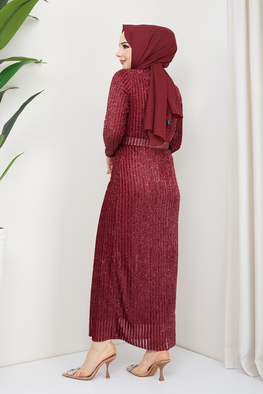 CLARET RED EVENING DRESS   CLARET RED EVENING DRESS