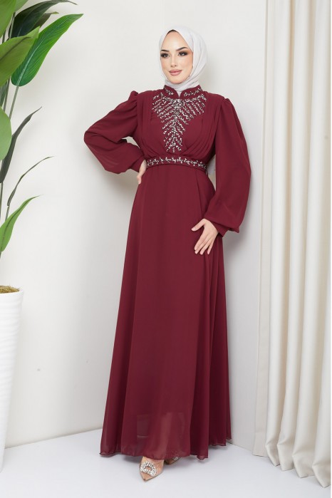 CLARED RED EVENING DRESS  