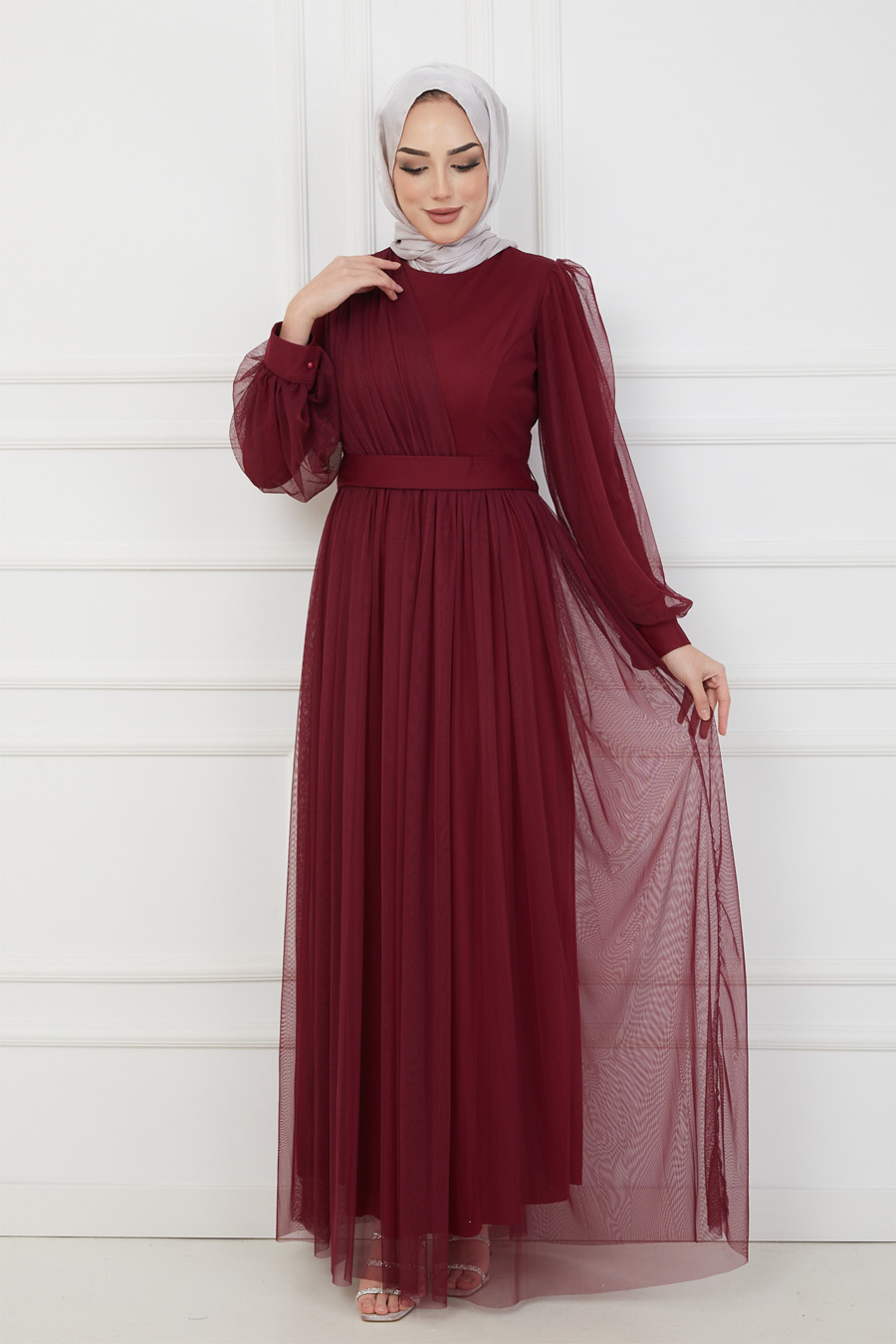 CLARET RED  EVENING DRESS  