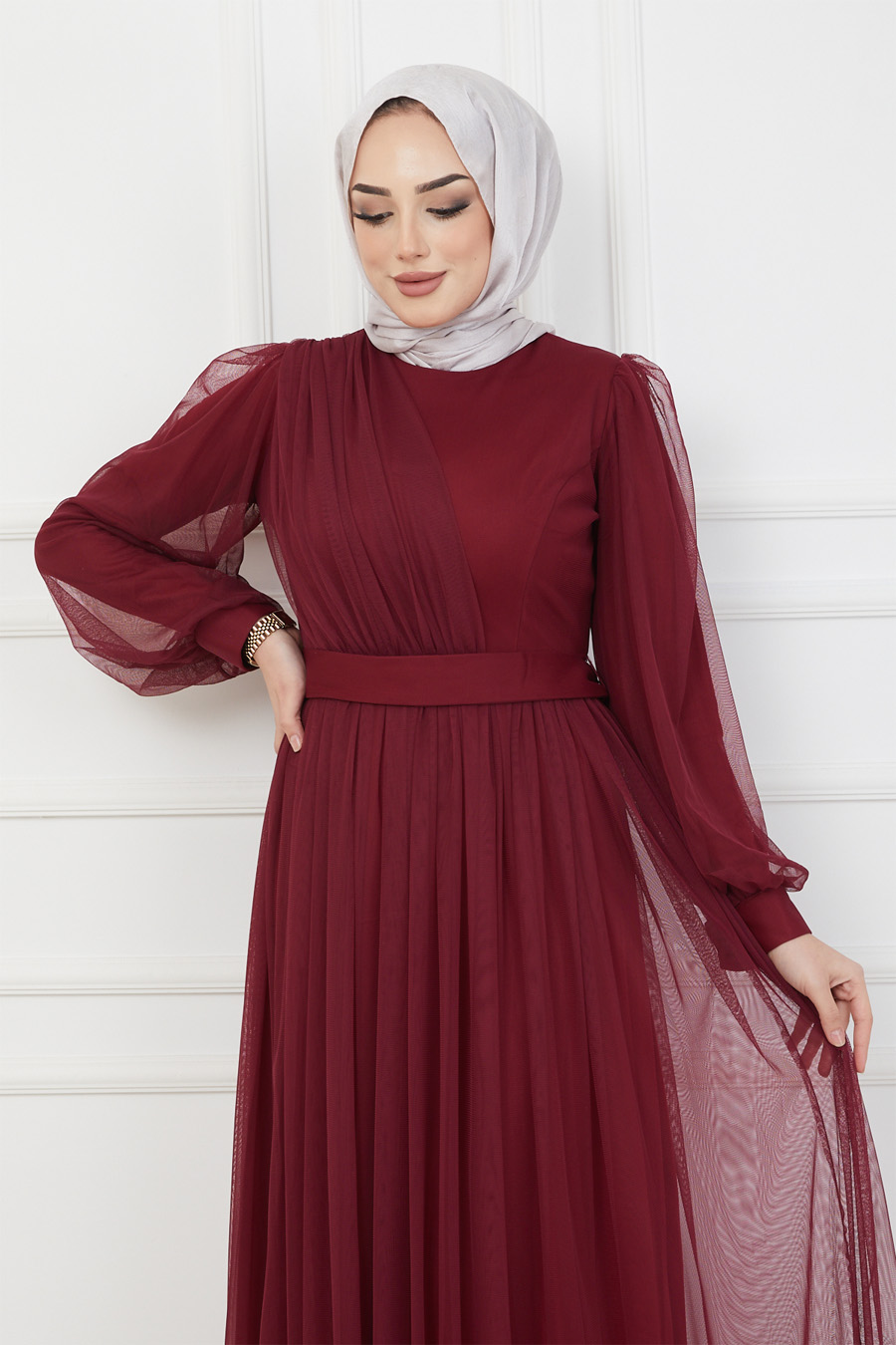 CLARET RED  EVENING DRESS  