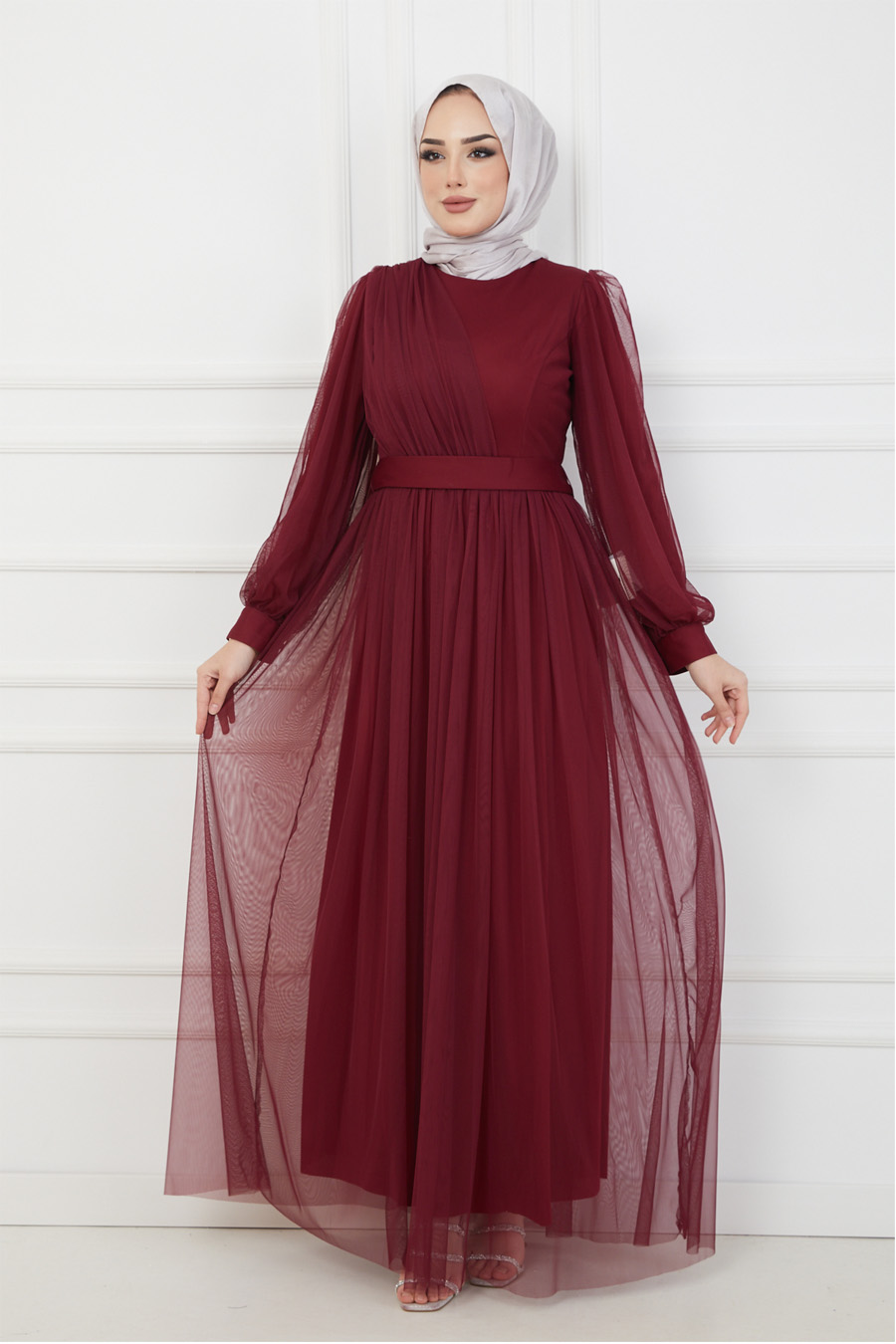 CLARET RED  EVENING DRESS  