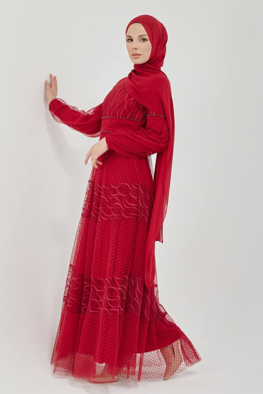 CLARET RED  EVENING DRESS  