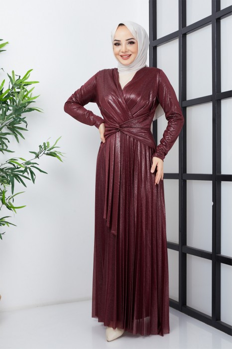 CLARET RED  EVENING DRESS  