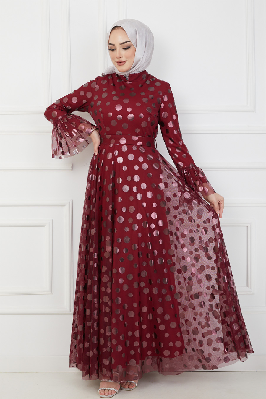 CLARET RED EVENING DRESS  