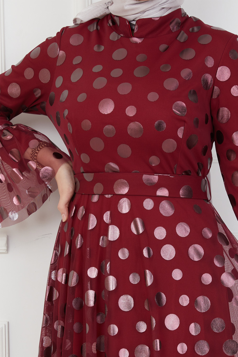 CLARET RED EVENING DRESS  