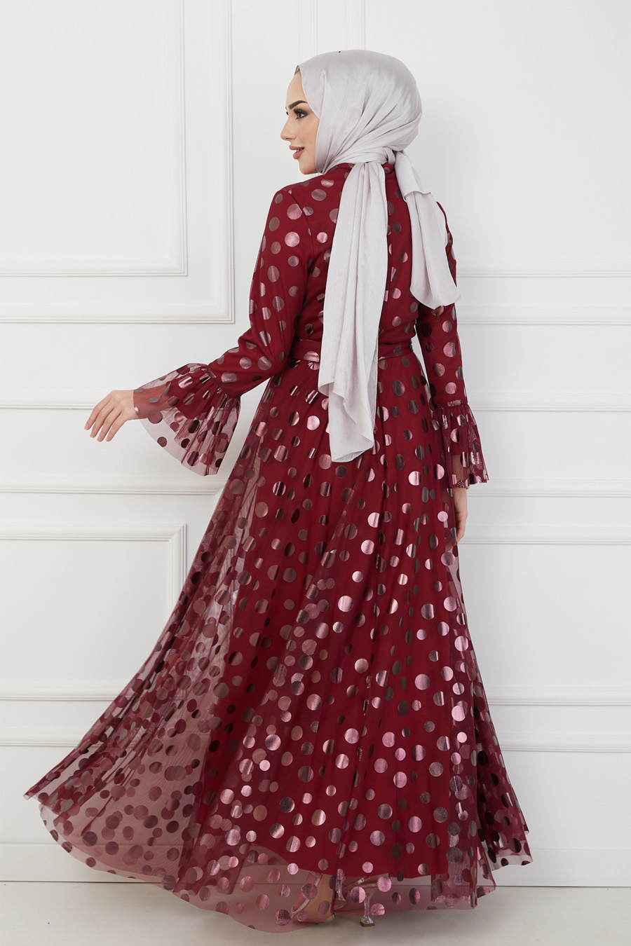 CLARET RED EVENING DRESS  