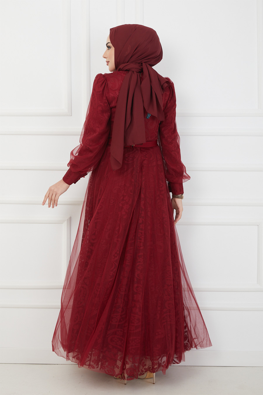 CLARET RED  EVENING DRESS  