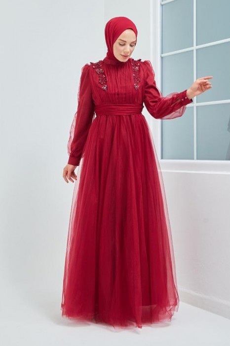 CLARED RED  - EVENING DRESS 
