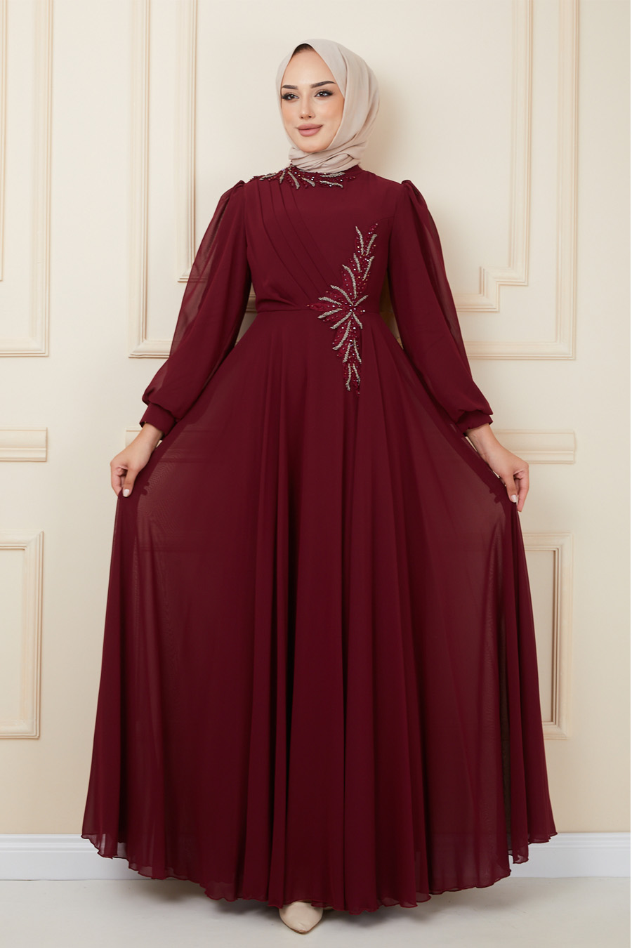 CLARET RED EVENING DRESS   CLARET RED EVENING DRESS