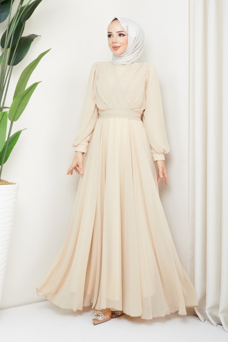 CREAM COLOR  EVENING DRESS  