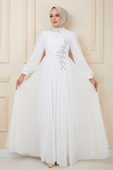 ECRU EVENING DRESS  