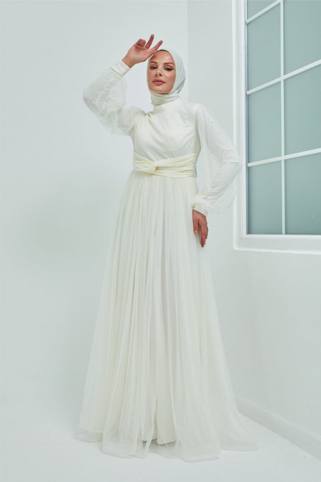 ECRU EVENING DRESS  