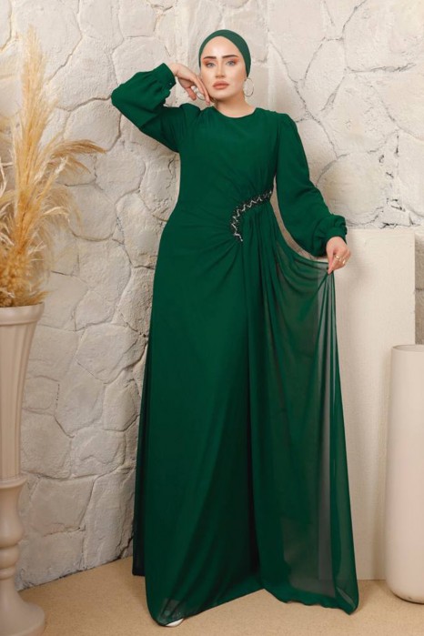 EMERALD GREEN  -  EVENING DRESS 
