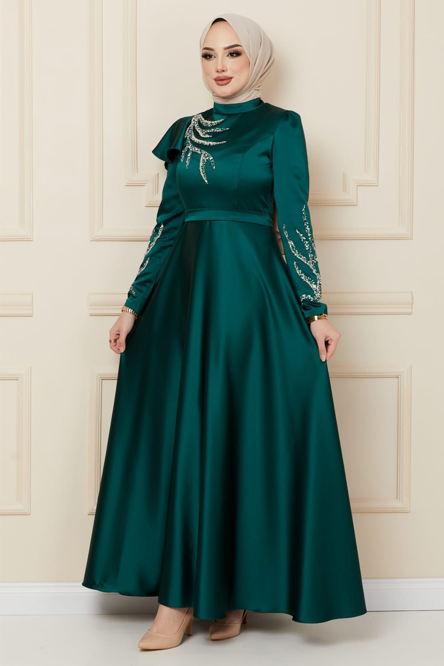 EMERALD GREEN  EVENING DRESS  