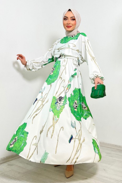 PATTERNED  GREEN DRESS