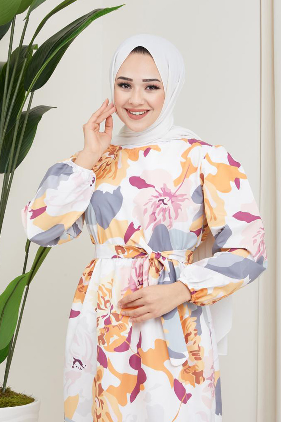 FLOWER PATTERNED YELLOW DRESS