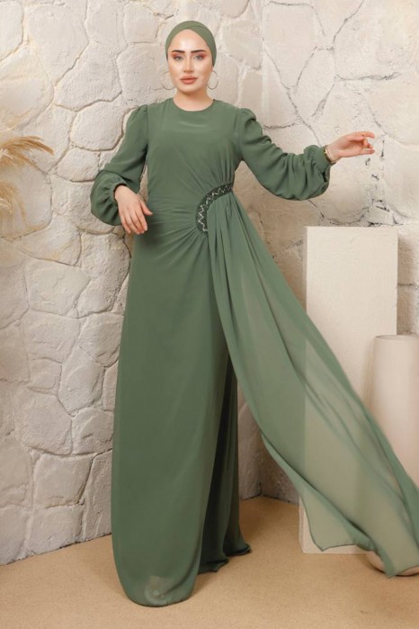 GREEN     -  EVENING DRESS 