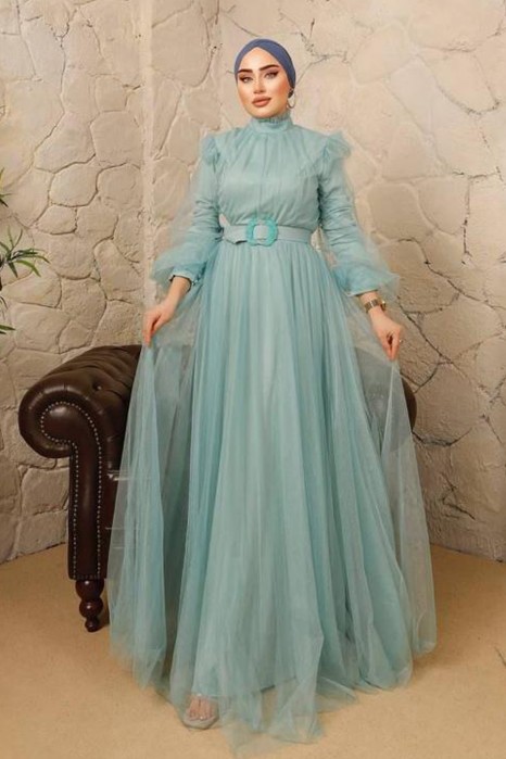 GREEN   -  EVENING DRESS 