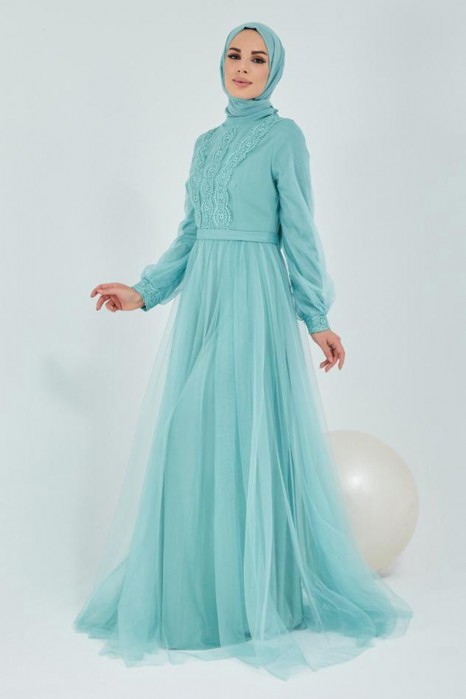 GREEN  - EVENING DRESS 