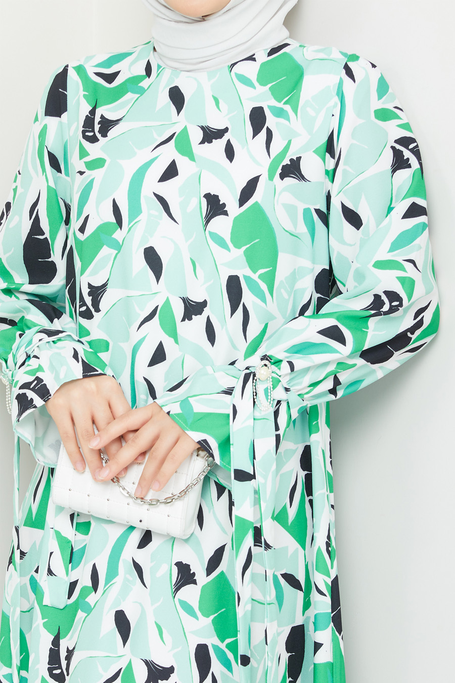  GREEN PATTERNED  - DRESS