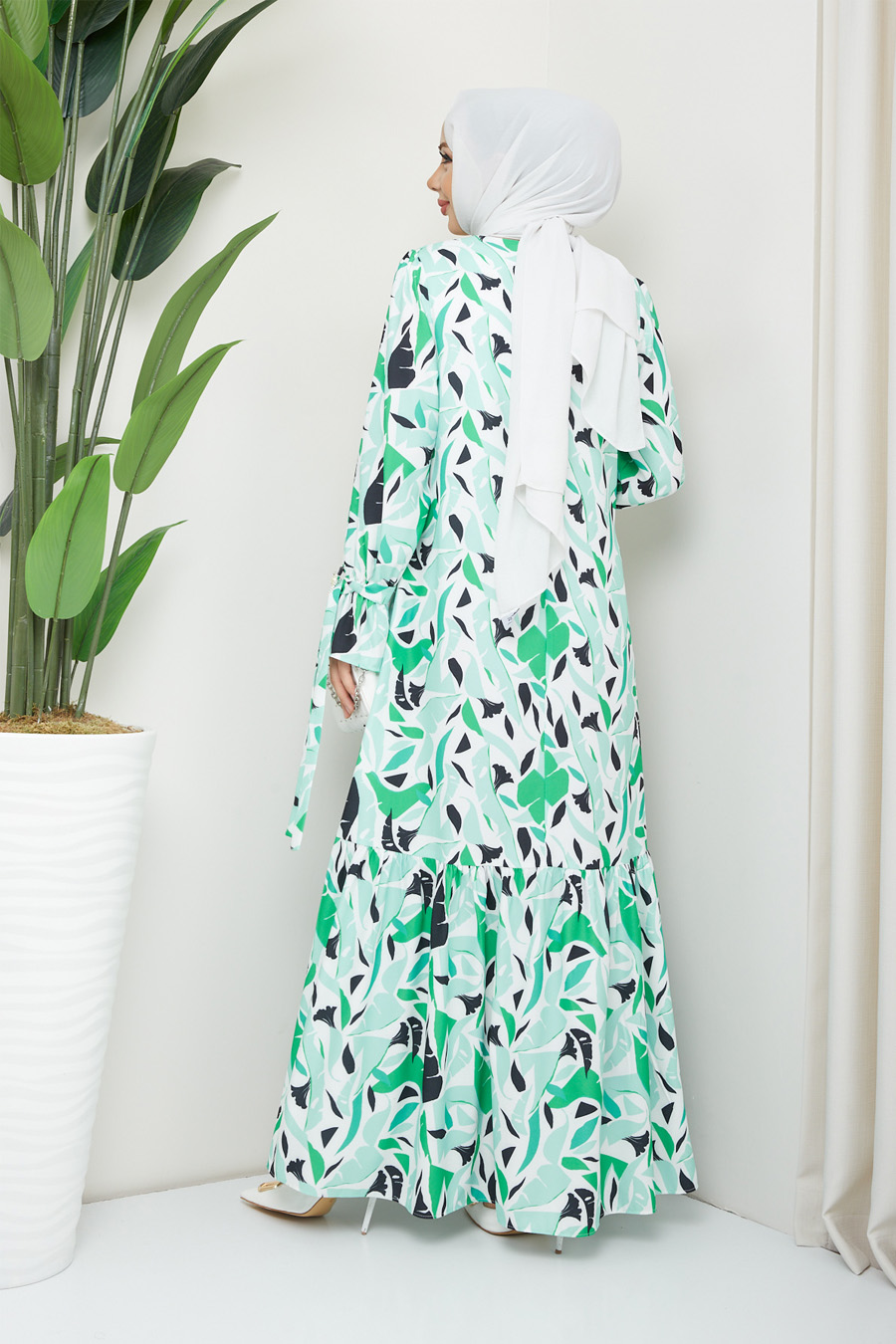  GREEN PATTERNED  - DRESS