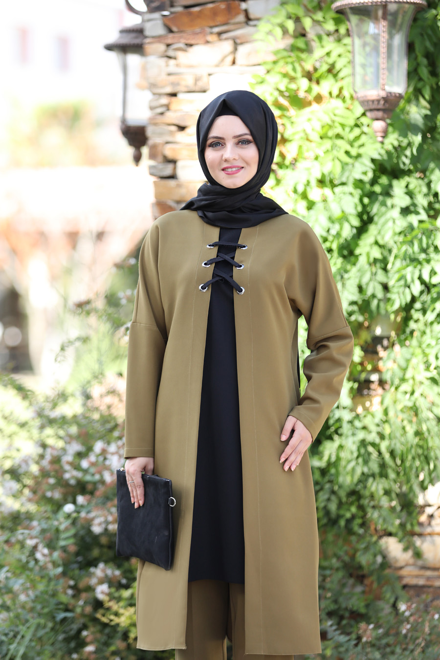 OIL GREEN TUNIC AND PANT SUIT