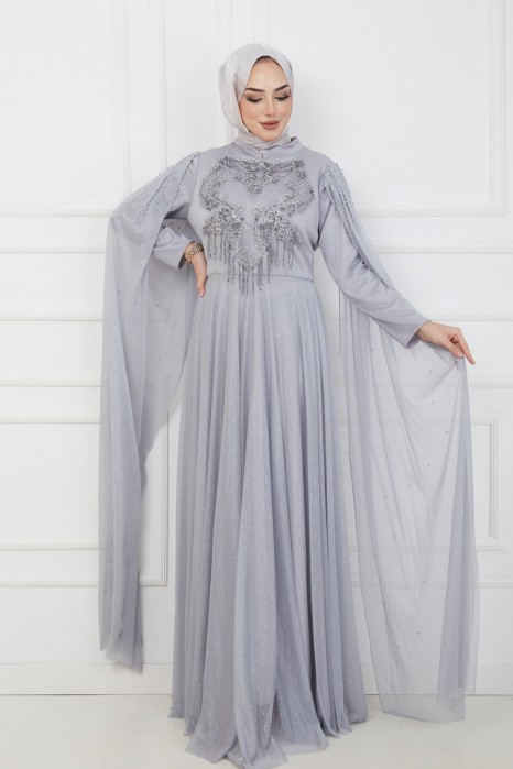 GREY EVENING DRESS  