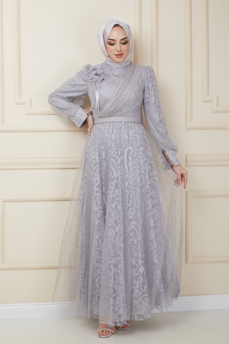 GREY EVENING DRESS  