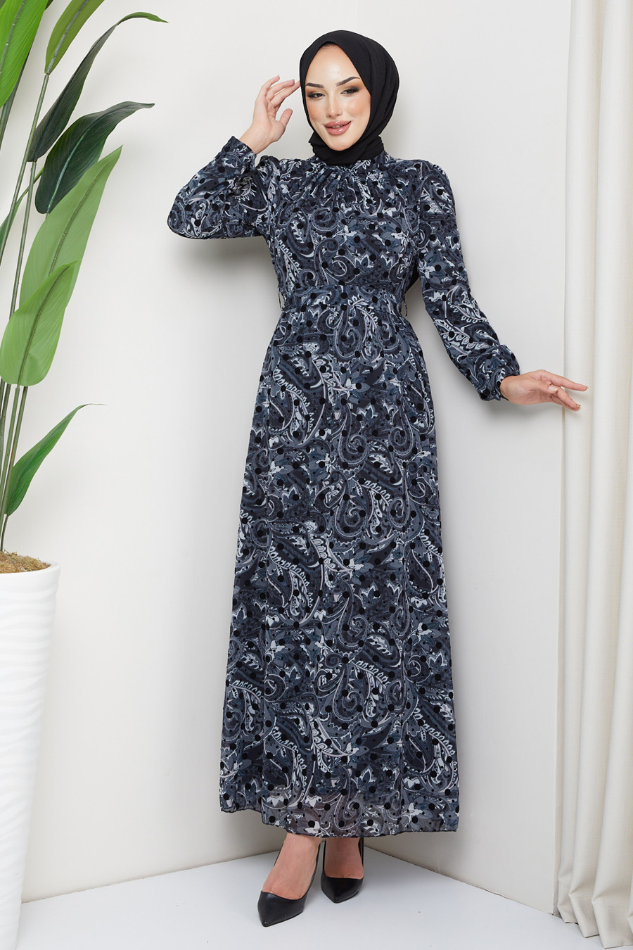 GREY PATTERNED DRESS 