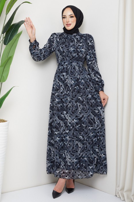 GREY PATTERNED DRESS 