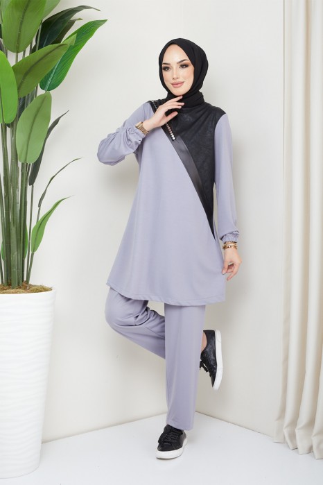 GREY TUNIC AND PANT SUIT 