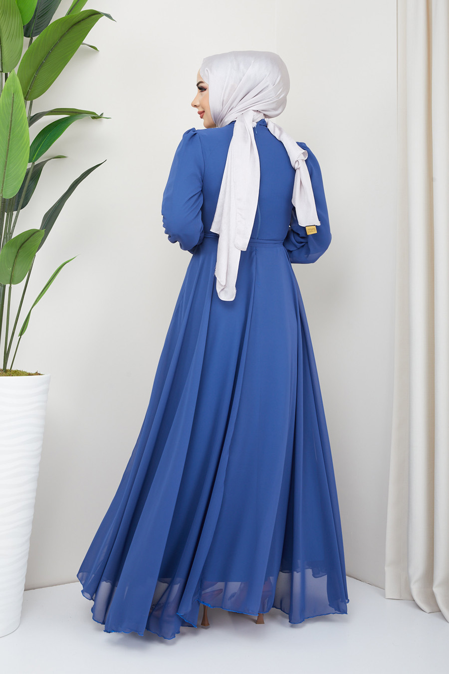 INDIGO COLOR EVENING DRESS  