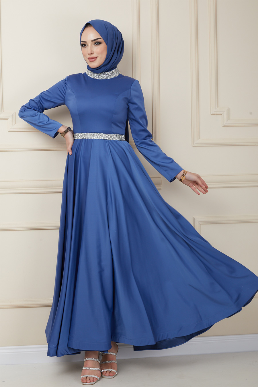 INDIGO EVENING DRESS  