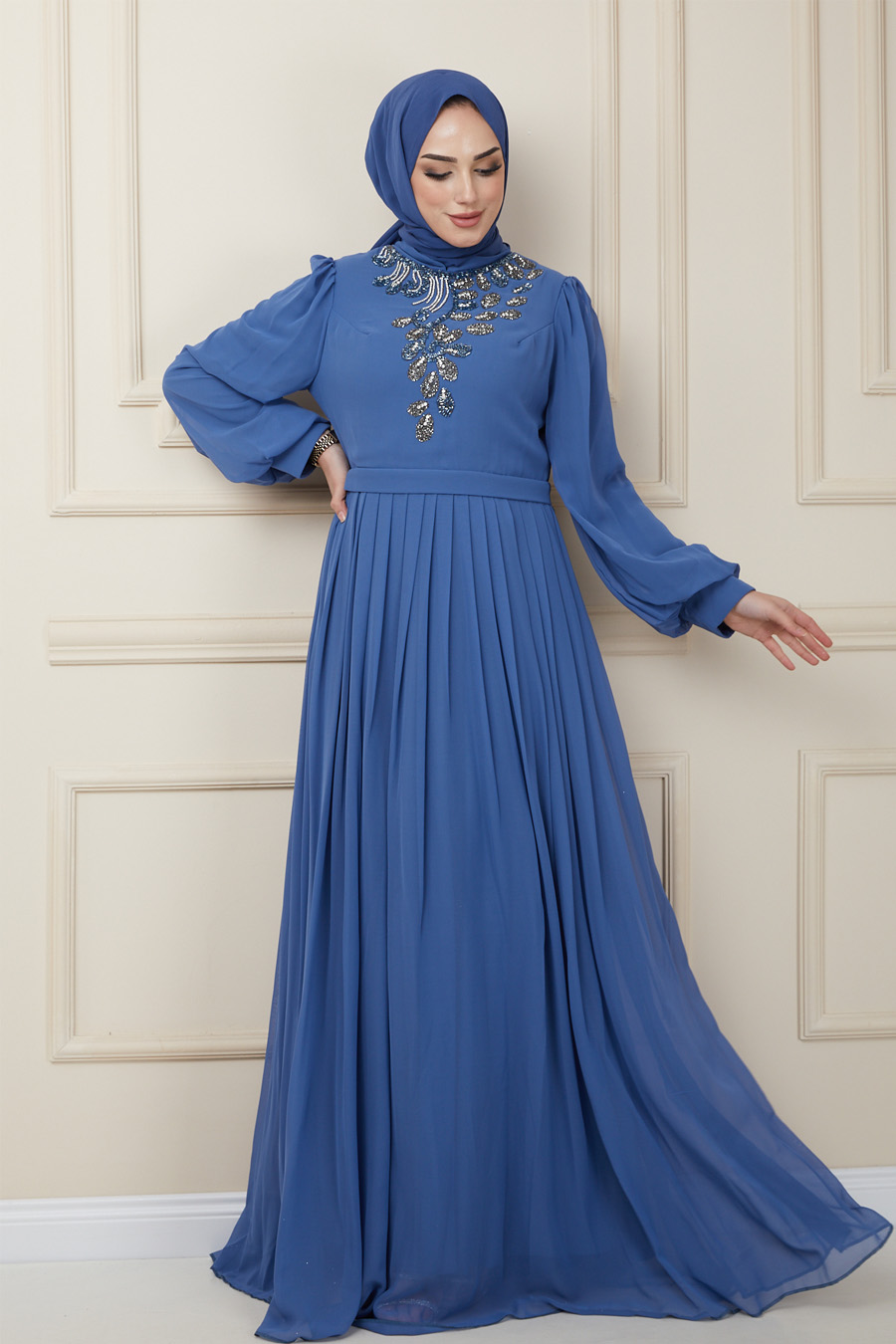 INDIGO EVENING DRESS  