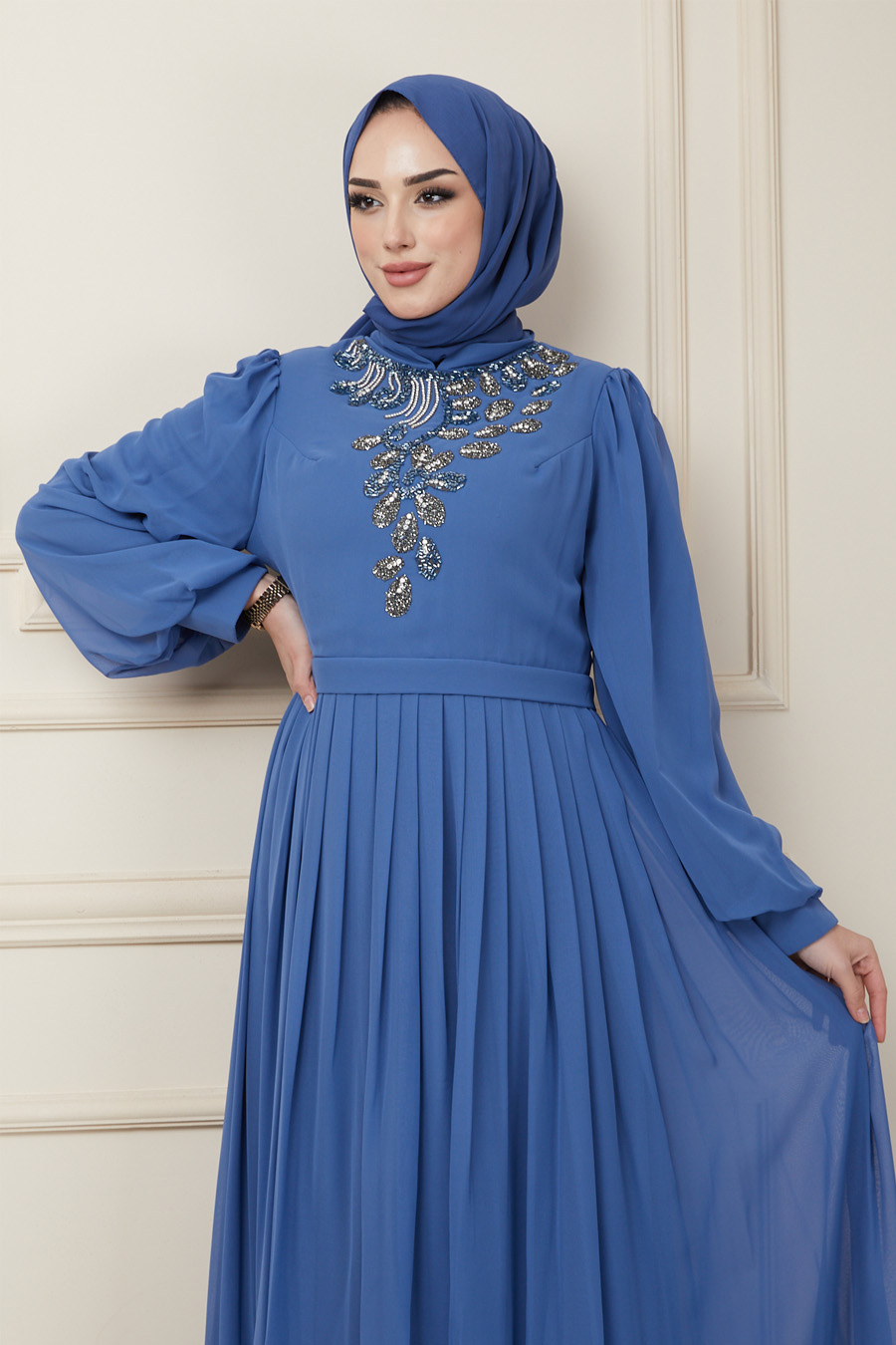 INDIGO EVENING DRESS  