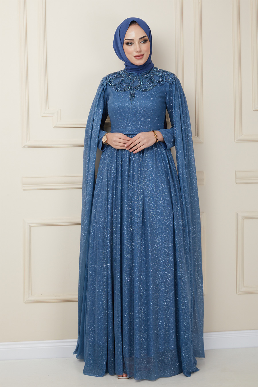 INDIGO COLOR EVENING DRESS   INDIGO COLOR EVENING DRESS