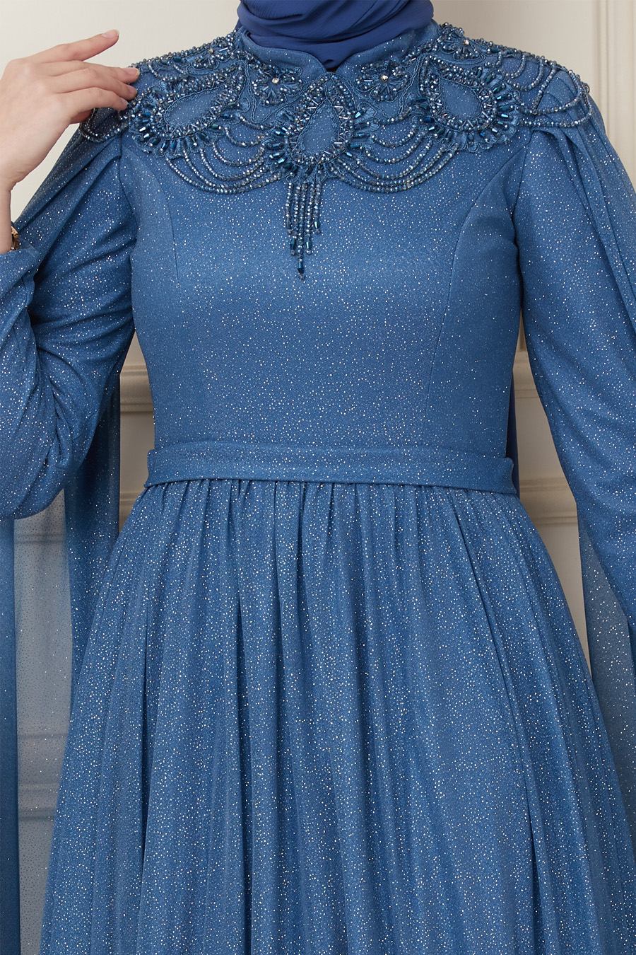 INDIGO COLOR EVENING DRESS   INDIGO COLOR EVENING DRESS