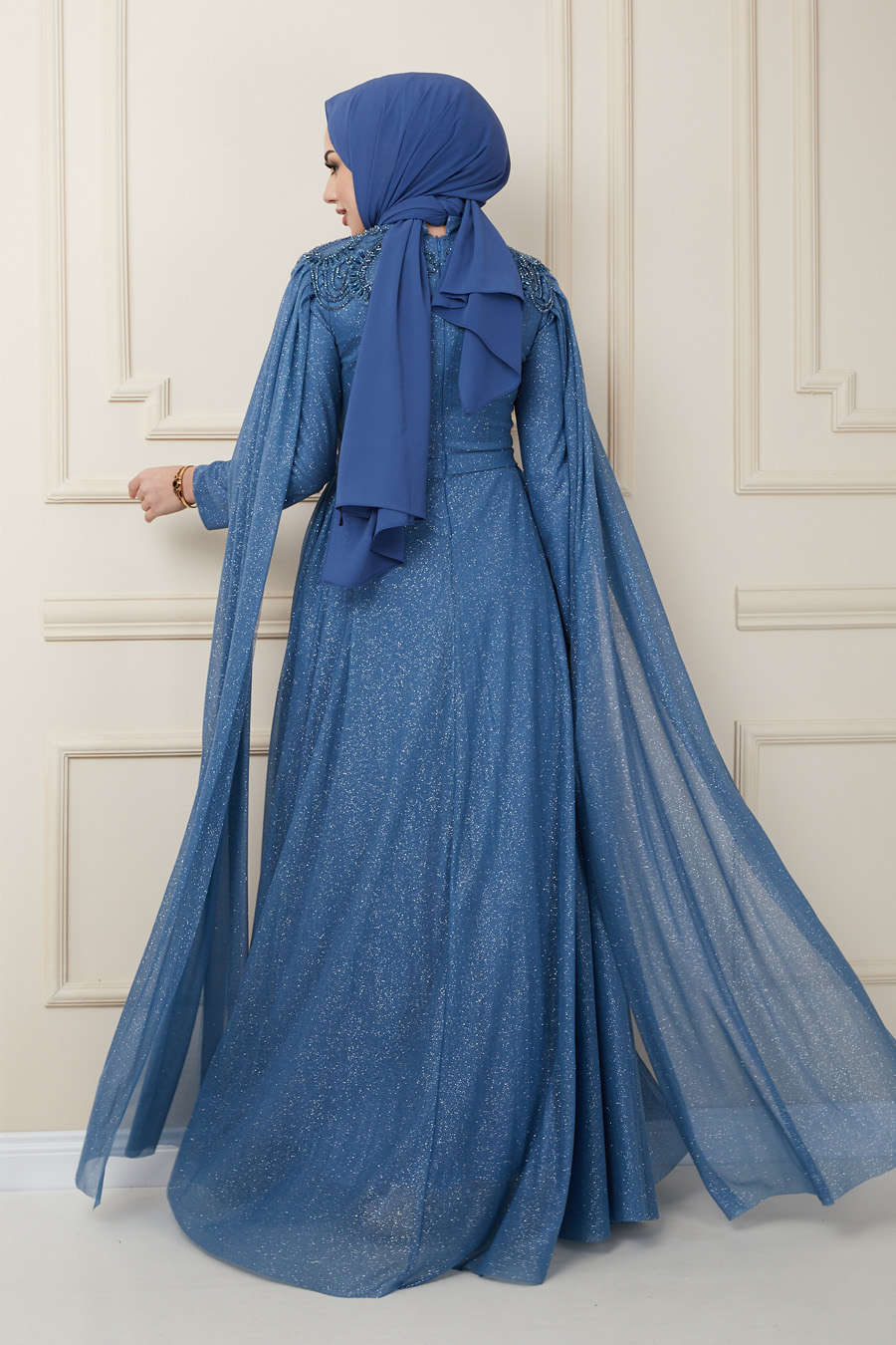 INDIGO COLOR EVENING DRESS   INDIGO COLOR EVENING DRESS