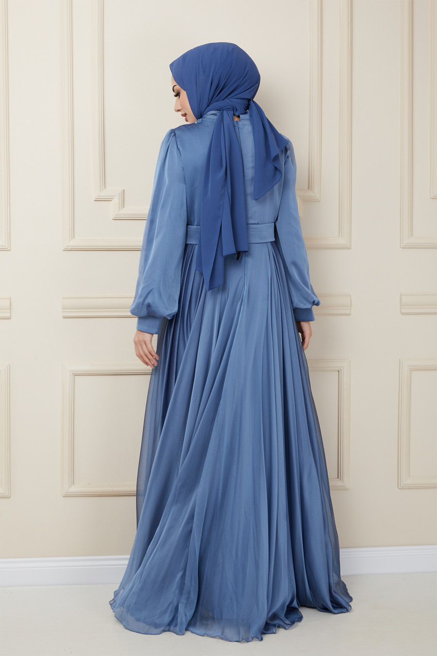 INDIGO COLOR EVENING DRESS  