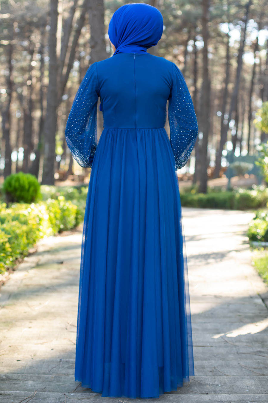 INDIGO COLOR EVENING DRESS  