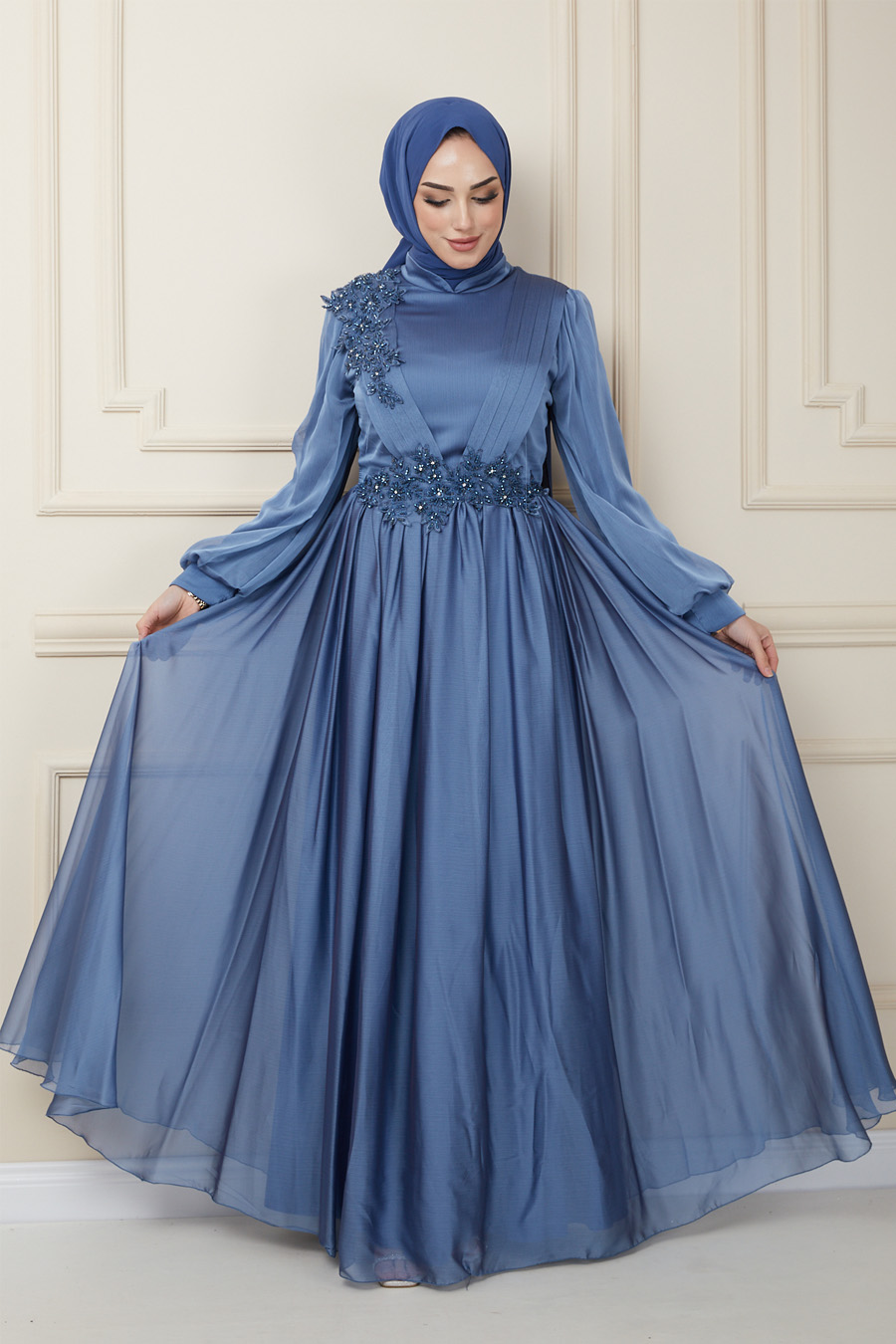 INDIGO EVENING DRESS  