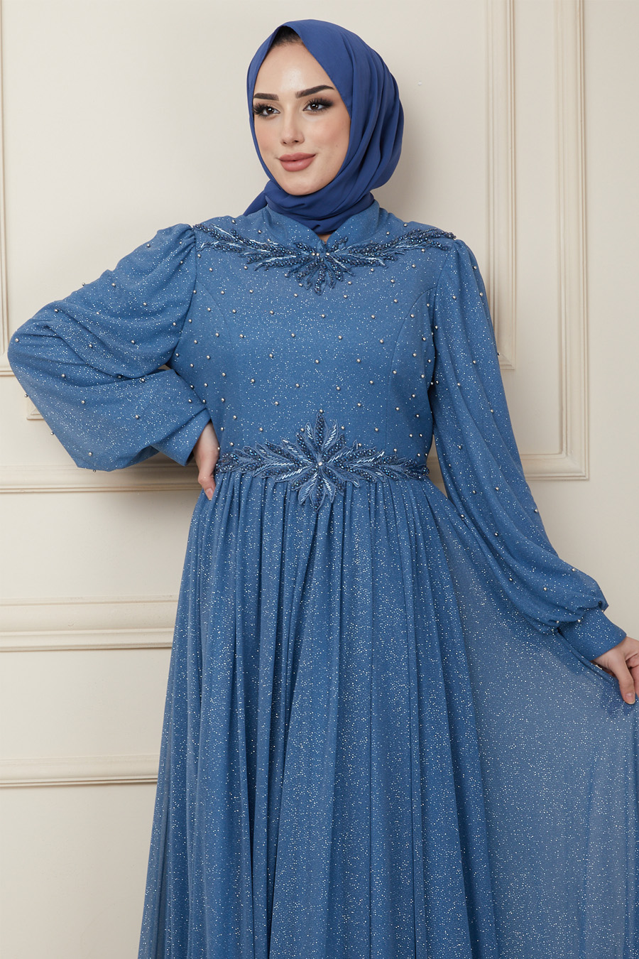 INDIGO EVENING DRESS  