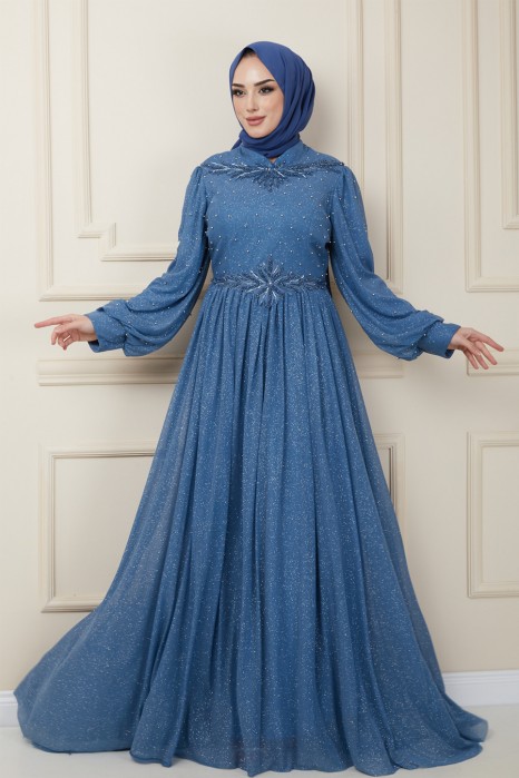 INDIGO EVENING DRESS  