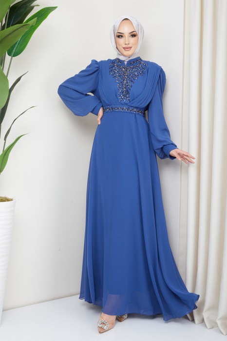 INDIGO EVENING DRESS  