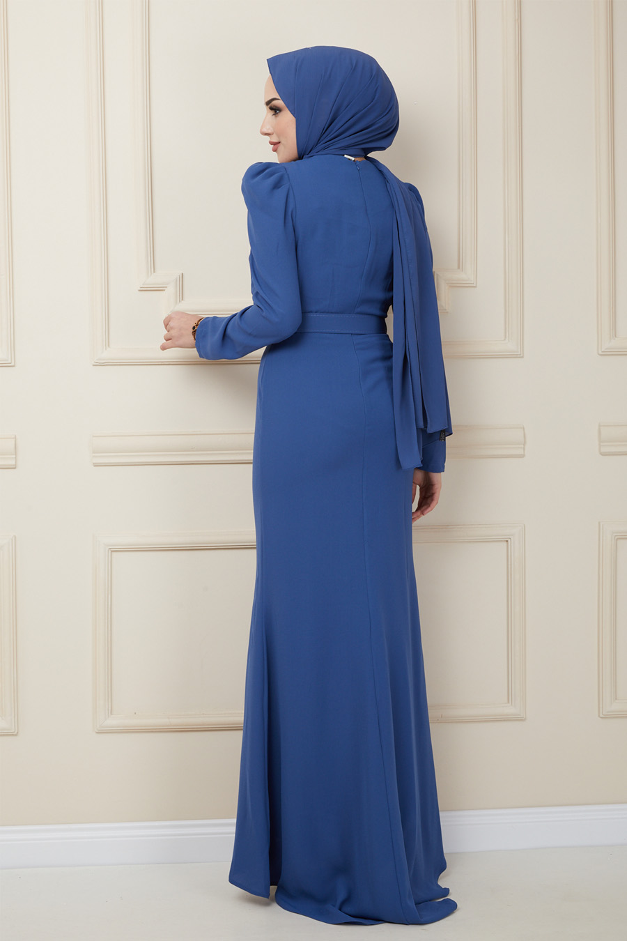 INDIGO COLOR EVENING DRESS  