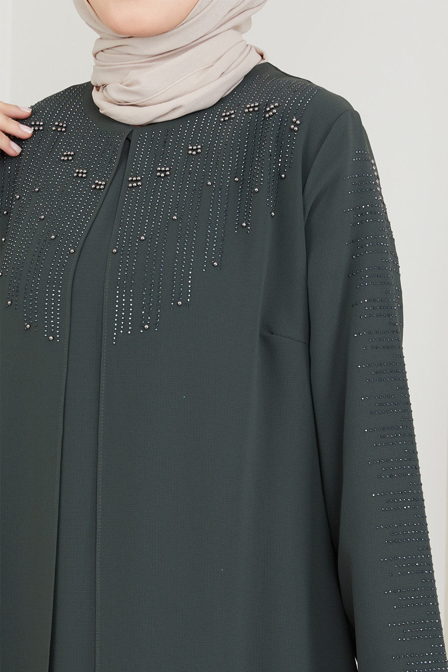 KHAKI COLOR EVENING DRESS  