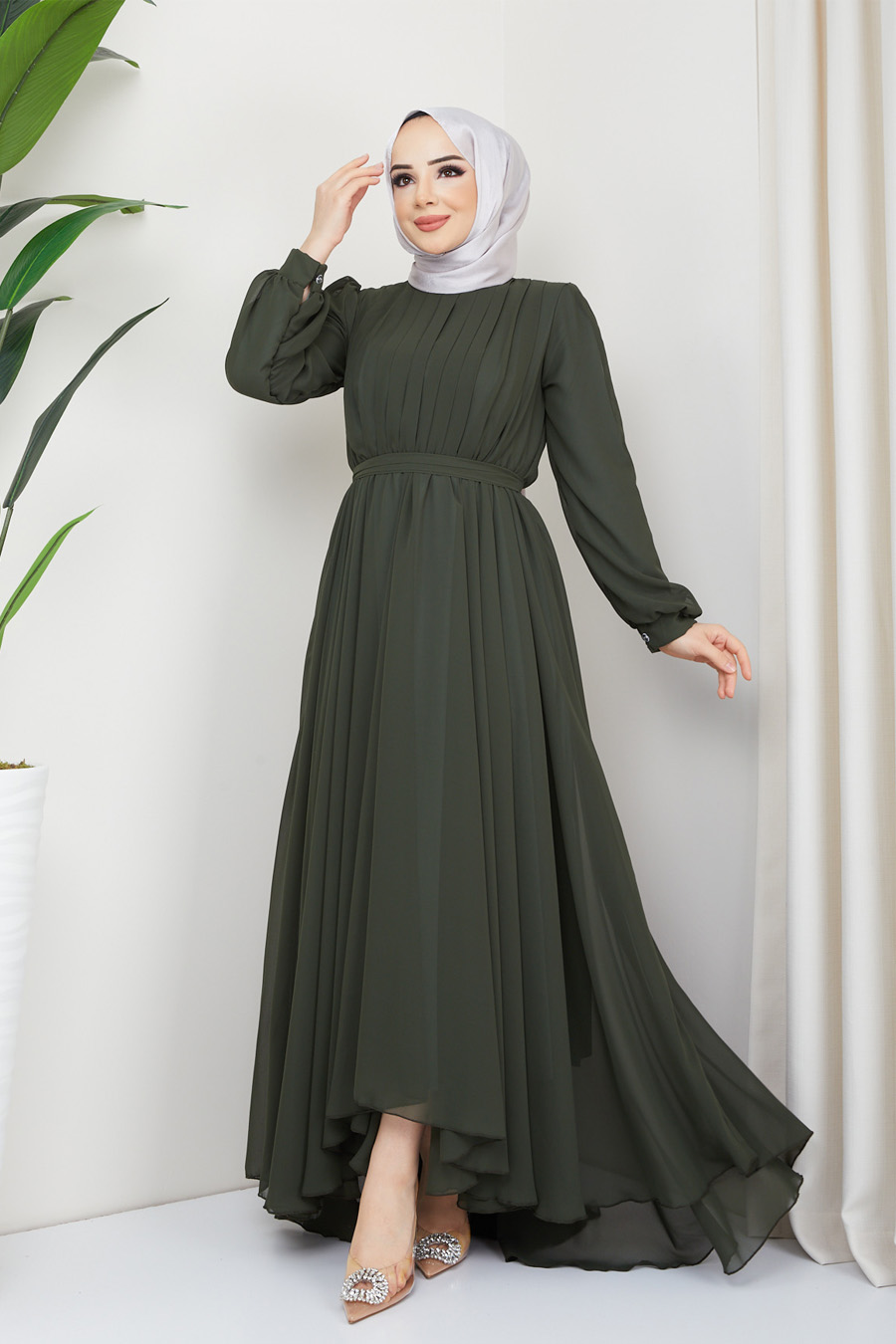 KHAKI EVENING DRESS   KHAKI EVENING DRESS